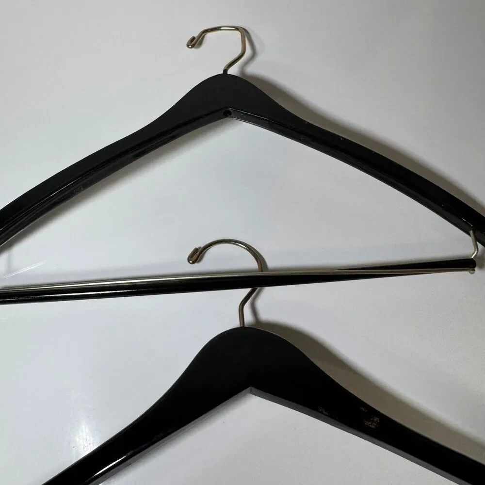 Neiman Marcus Oxxford Clothes Vintage Wooden Suit Hangers Lot of 2 Black Gold